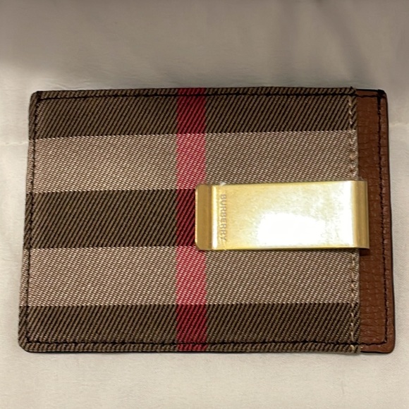 Burberry House Check and Leather Money Clip Card Case - Picture 6 of 14